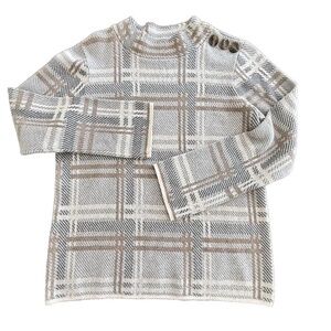 Cleo mock neck neutral tone pullover sweater with button detail size M